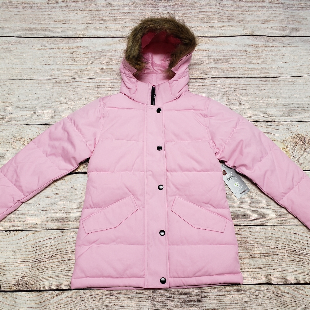 NEW!!! Girls Swiss Tech pink puffer coat
